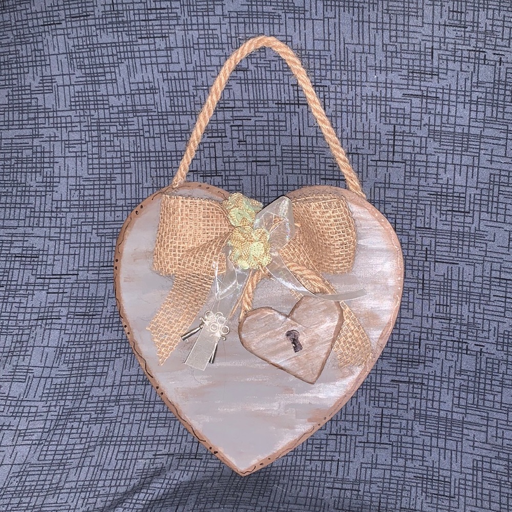 Lock and key Heart Wall Decor wood plaque
